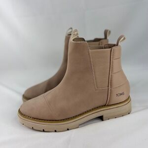 TOMS Women Chelsea Boots Lug Sole Tan Ankle Booties Size 8.5 Pull on Boots
